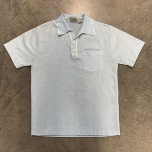 Vintage Arnold Palmer Men's Polo Golf Baby Blue Polyester Henley Short Sleeve M